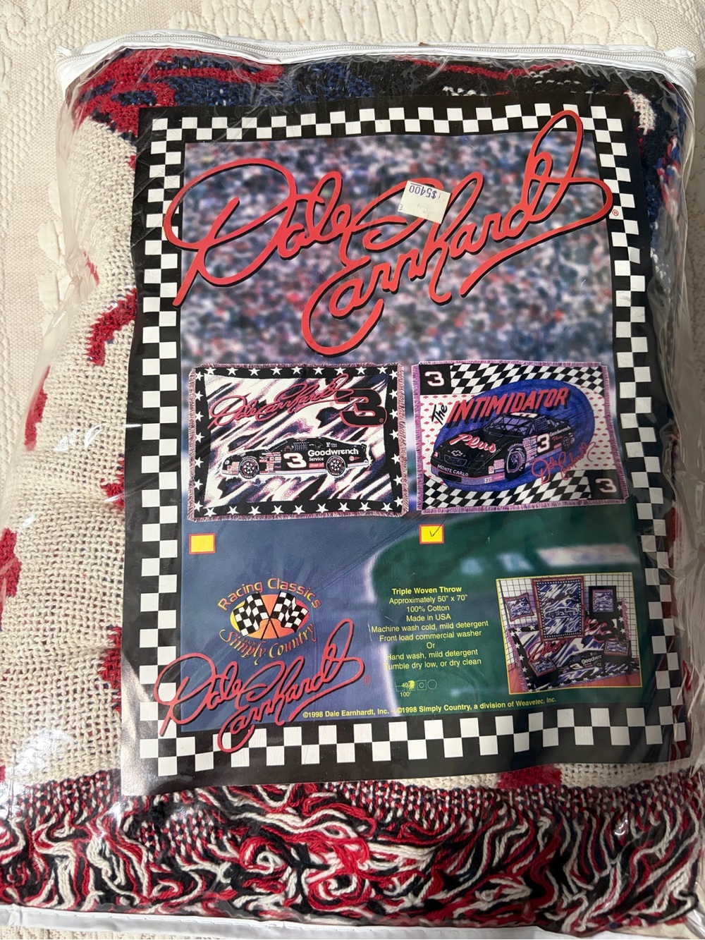 NWT Dale Earnhardt Red, White & Blue Racing Throw Blanket throw NASCAR collect